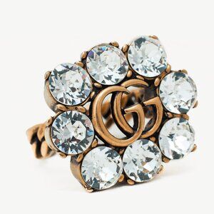 Gucci Double GG Crystal Link Ring
